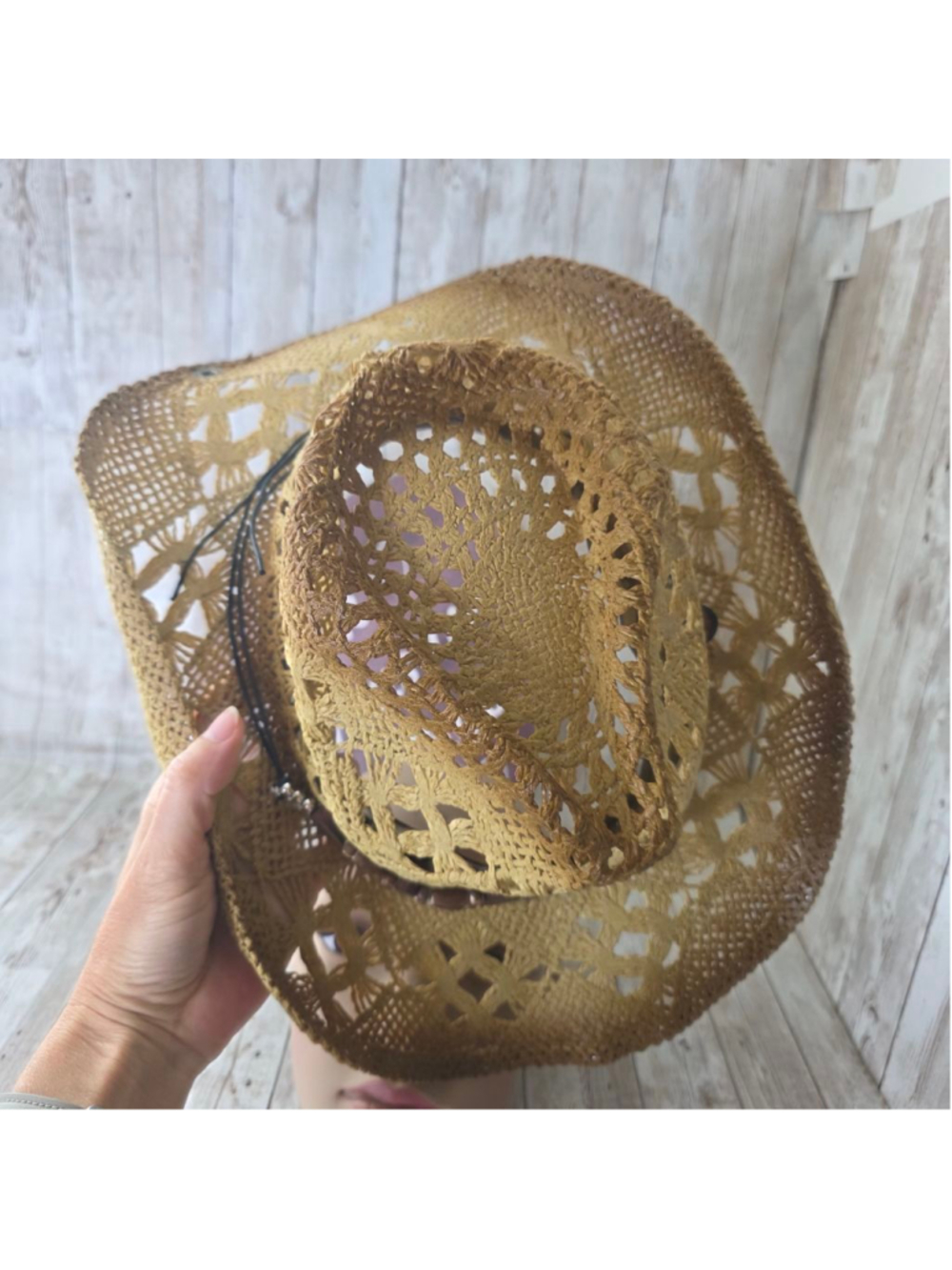 Peter Grimm Beige Straw Cowboy Hat NWOT - Picture 3 of 9